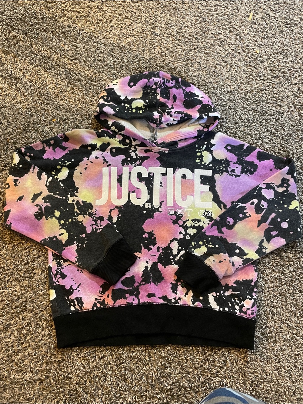 Justice Cropped Splat Tie-Dye Hoodie